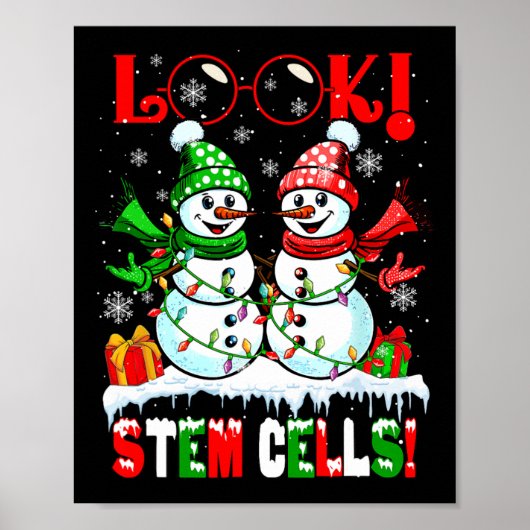Kijk! Stamcellen Kerstmis Sneeuw Koppel Sneeuwmann Poster (Voorkant)