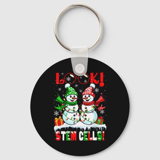 Kijk! Stamcellen Kerstmis Sneeuw Koppel Sneeuwmann Sleutelhanger (Voorkant)