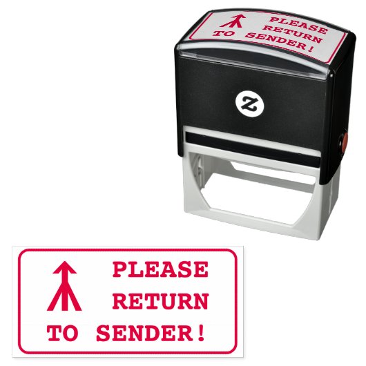 "KIJK TERUG NAAR SENDER!" + Pijl-rubberen stempel (In situ)