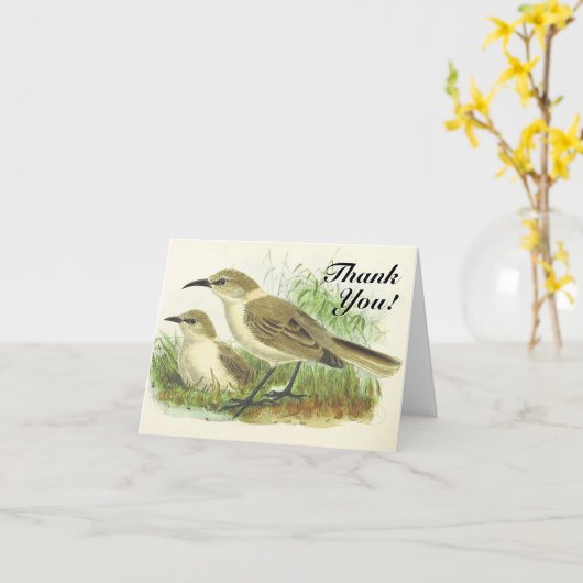  kijk, twee vogeltjes, "Dank je! Kaart (Gele Bloem)