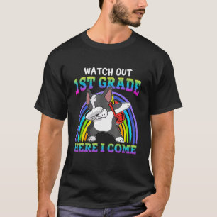 Kijk uit 1e klas hier kom ik Bulldog hond terug T T-shirt