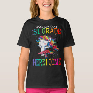 Kijk uit 1e klas hier kom ik eenhoorn t-shirt