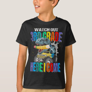 Kijk uit 3e klas hier kom ik monstertruck t-shirt