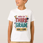 Kijk uit 3e klas - Leuk Back-to-School ontwerp T-shirt (Voorkant)