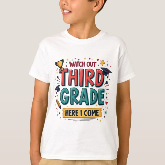 Kijk uit 3e klas - Leuk Back-to-School ontwerp T-shirt (Voorkant)