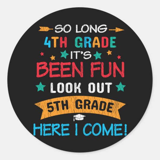 Kijk uit 5e klas hier kom ik terug naar school Kin Ronde Sticker (Voorkant)