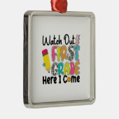 Kijk uit de eerste klas hier. metalen ornament (Rechts)
