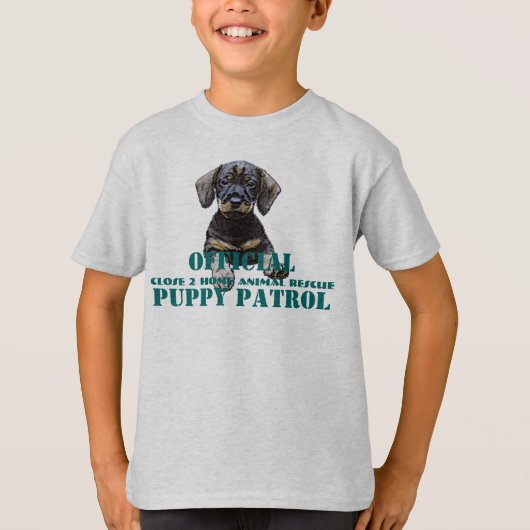 Kijk uit, de puppy patrouille staat erop! t-shirt (Voorkant)