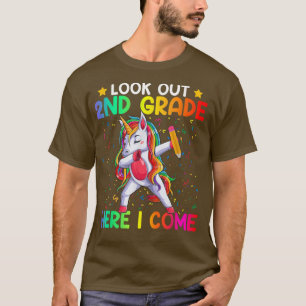 Kijk uit de tweede klas hier ik kom Unicorn Dabbin T-shirt