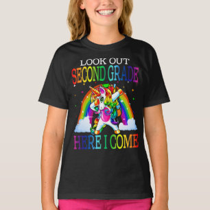 Kijk uit de tweede klas hier kom ik eenhoorn t-shirt