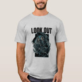 "Kijk uit" Donker Gasmasker Graphic T-shirt (Voorkant)