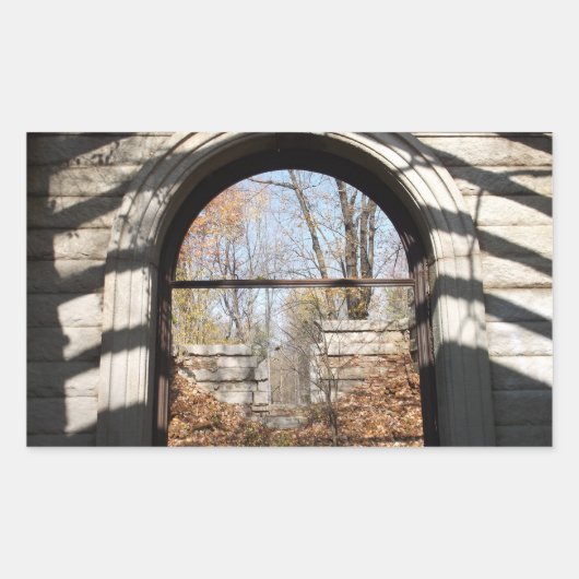 Kijk uit door de Ruin Rechthoekige Sticker (Voorkant)