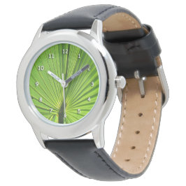 Kijk uit - Groen leder in zonlicht Horloge