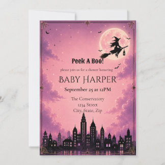 Kijk Uit Halloween Baby Shower Uitnodiging | Roze