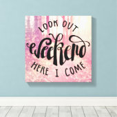 Kijk uit het weekend hier ik kom 2 canvas afdruk (Insitu (Houten vloer))