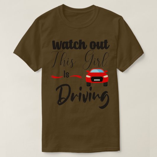 Kijk uit hoe dit meisje met een grappig rijden beg t-shirt (Design voorkant)