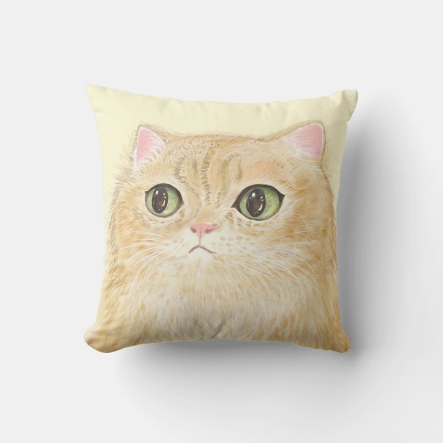 Kijk uit! Ik staar naar je. Kat Pillow Kussen (Voorkant)