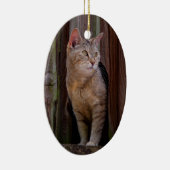 kijk uit kat porselein ornament (Rechts)