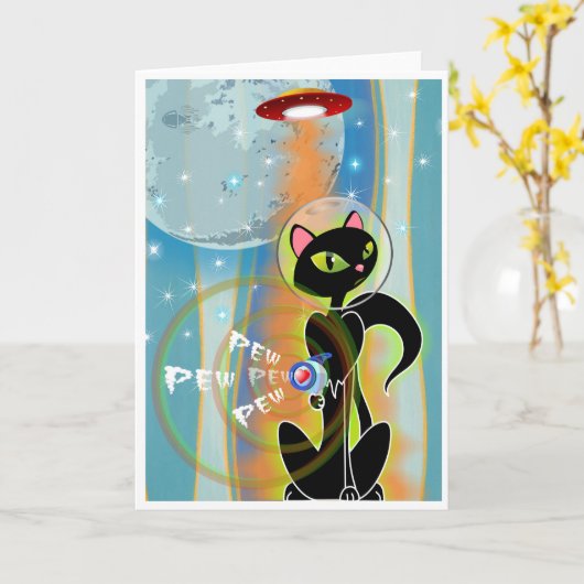 KIJK UIT! KITTEN GOTTA RAYGUN KAART (Gele Bloem)