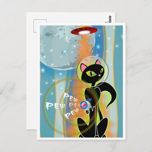 KIJK UIT! KITTEN GOTTA RAYGUN VAN TRISTAN BERLUND BRIEFKAART (Voorkant / Achterkant)