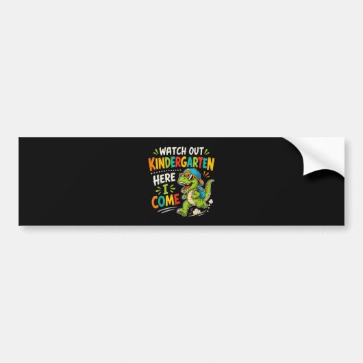 Kijk uit kleuterschool hier kom ik Dino Bumpersticker (Voorkant)