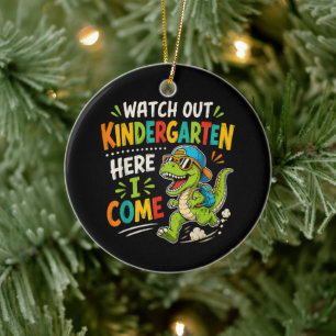Kijk uit kleuterschool hier kom ik Dino Keramisch Ornament