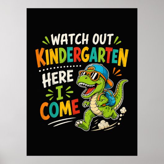 Kijk uit kleuterschool hier kom ik Dino Poster (Voorkant)