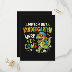 Kijk uit kleuterschool hier kom ik Dino Uitnodiging Briefkaart