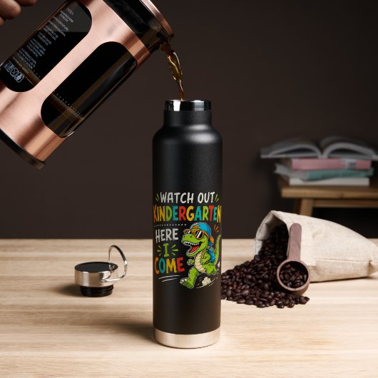 Kijk uit kleuterschool hier kom ik Dino Waterfles (Koffie (Gedraaid) )