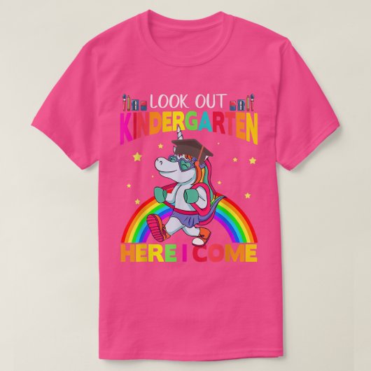 Kijk uit kleuterschool hier kom ik Funny Unicorn T T-shirt (Design voorkant)