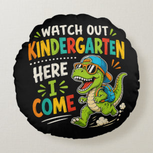 Kijk uit kleuterschool ik kom eraan Dino Rond Kussen