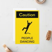 "Kijk uit! Mensen dansen" Attentie Parody Notitiekaartje (Voorkant / Achterkant in situ)