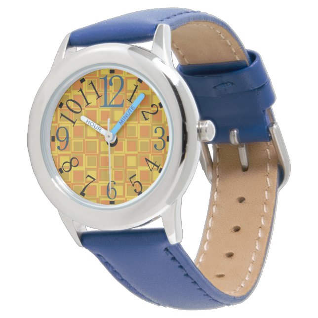 Kijk uit met oranje vierkantjes van de jaren 70 horloge (Gekanteld)