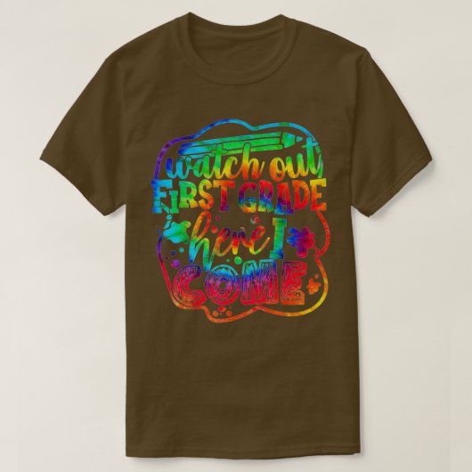 Kijk uit naar 1e graads kleuren Terug naar school  T-shirt (Design voorkant)