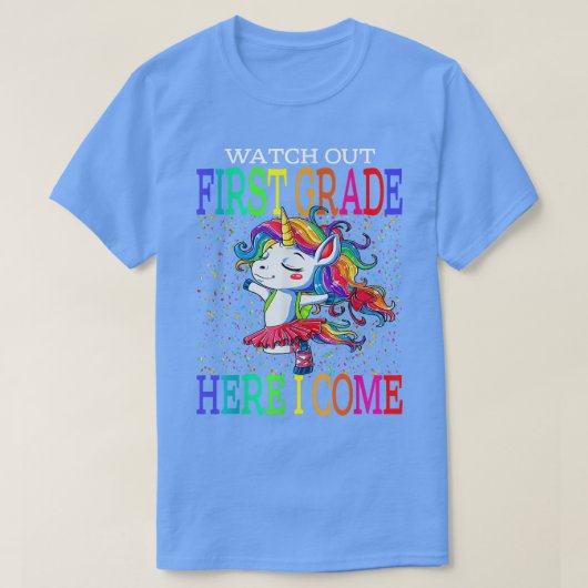 Kijk uit naar de eerste graad hier... ik kom terug t-shirt (Design voorkant)