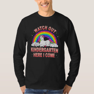 Kijk uit naar Kindergarten hier kom ik Unicorn ter T-shirt