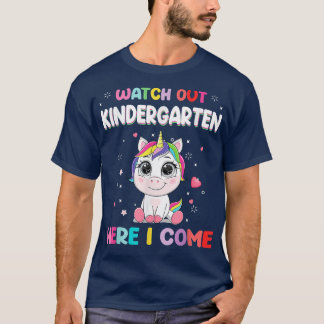 Kijk uit naar Kindergarten hier kom ik Unicorn ter T-shirt