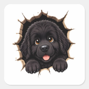 Kijk Uit Newfie Puppy Vierkante Sticker