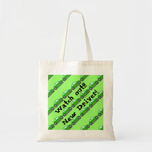 Kijk uit!! Nieuwe driver! Canvas tas groene auto