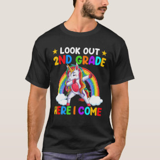 Kijk uit op 2de graad hier ik kom Dabbing Unicorn T-shirt