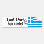 Kijk uit Papou rijdt! Griekse bumpersticker (Voorkant)