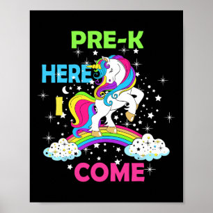 Kijk uit Prek Hier kom ik Meisje Eenhoorn Preschoo Poster