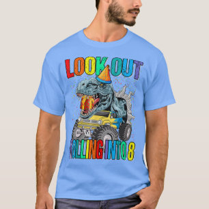 Kijk uit rollend in 8 Monster Truck Dinosaur T-shirt