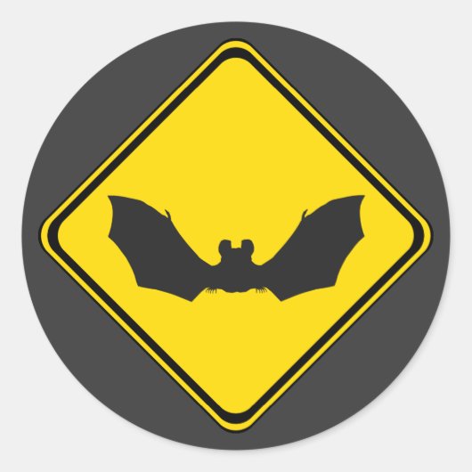 Kijk uit: vleermuizen! ronde sticker (Voorkant)