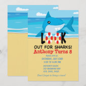 Kijk uit voor haaien...stranduitnodiging kaart (Voorkant / Achterkant)