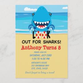 Kijk uit voor haaien...stranduitnodiging kaart