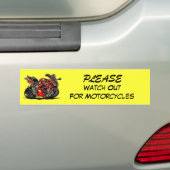 Kijk uit voor motorfietsen bumpersticker (Op auto)