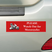 Kijk uit voor motorfietsen bumpersticker (Op auto)