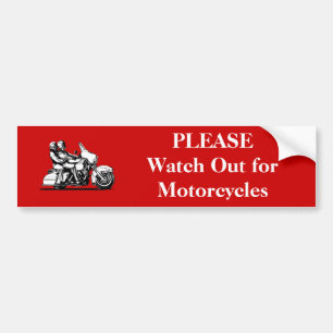 Kijk uit voor motorfietsen bumpersticker