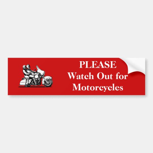 Kijk uit voor motorfietsen bumpersticker (Voorkant)